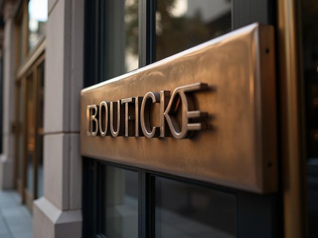 Rótulo metálico forjado a mano de una boutique de diseño