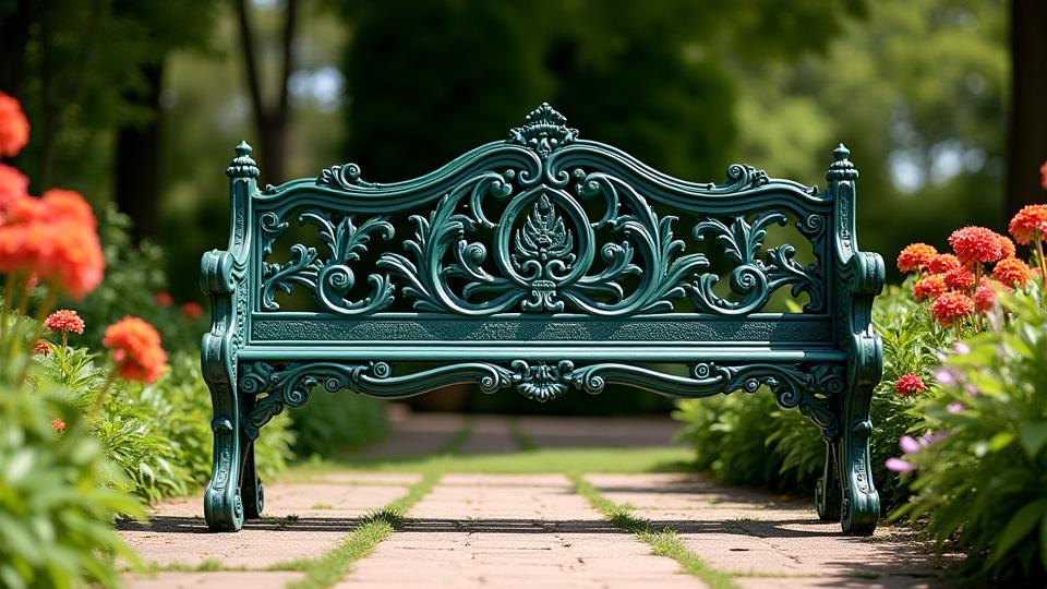 Mobiliario de jardín restaurado con detalles nítidos