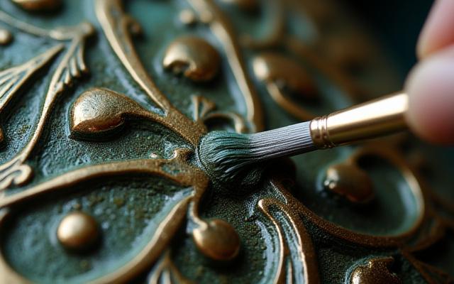 Proceso de limpieza delicada de una superficie metálica corroída